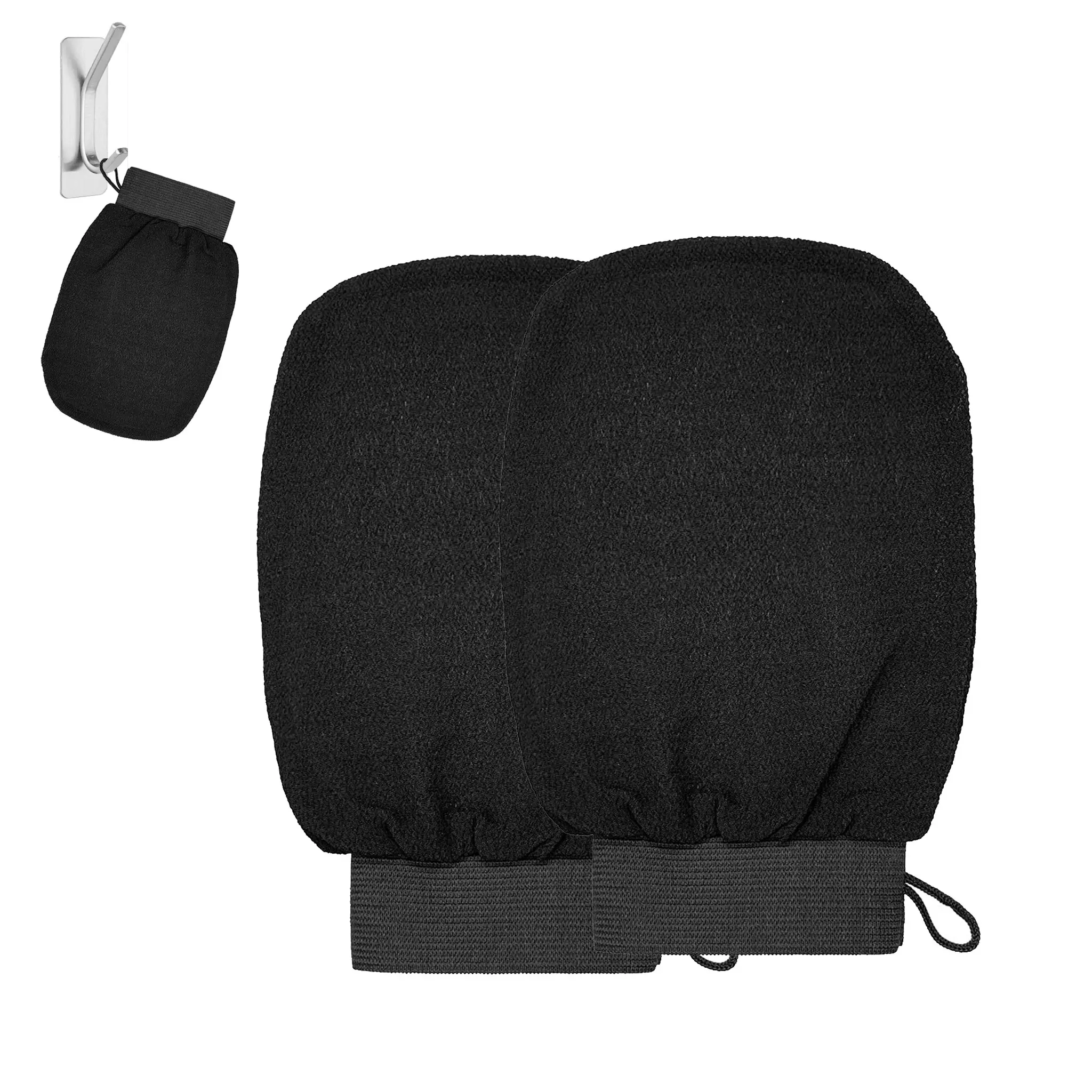 2pcs Exfoliating Glove Body Scrubber, Dead Skin Remover, Shower Face and Body Exfoliator, Shower Back Scrubber, Korean Style Skin Scrubber Washcloth, Spray and Self Tan Remover