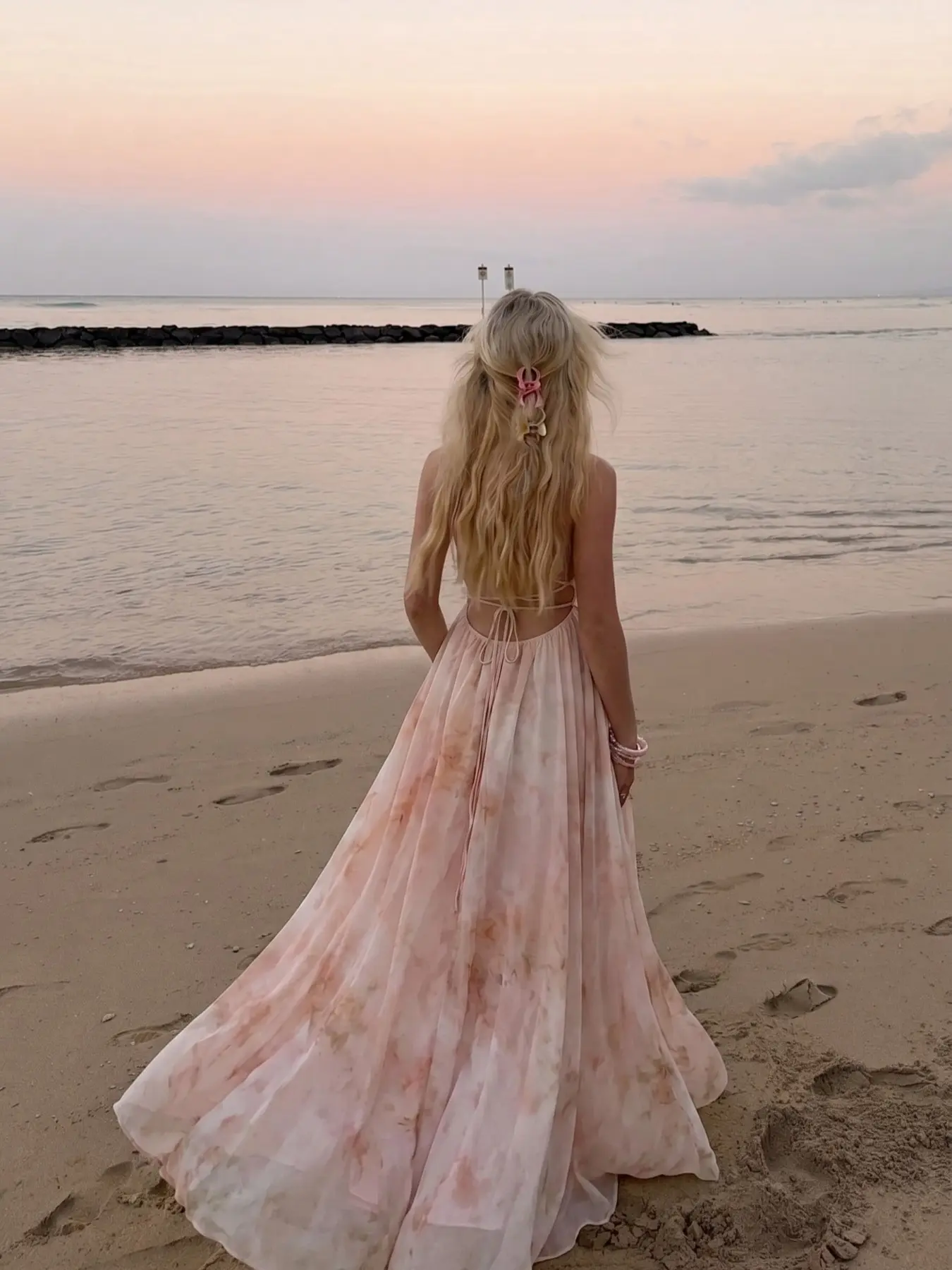 Boho French Style Bohemian Floral Watercolor Rose Long Dress, Deep V Strap High Waist Flowy Skirt, Perfect for Summer Vacation, Garden Party, Casual Resort Wear, Elegant Chic