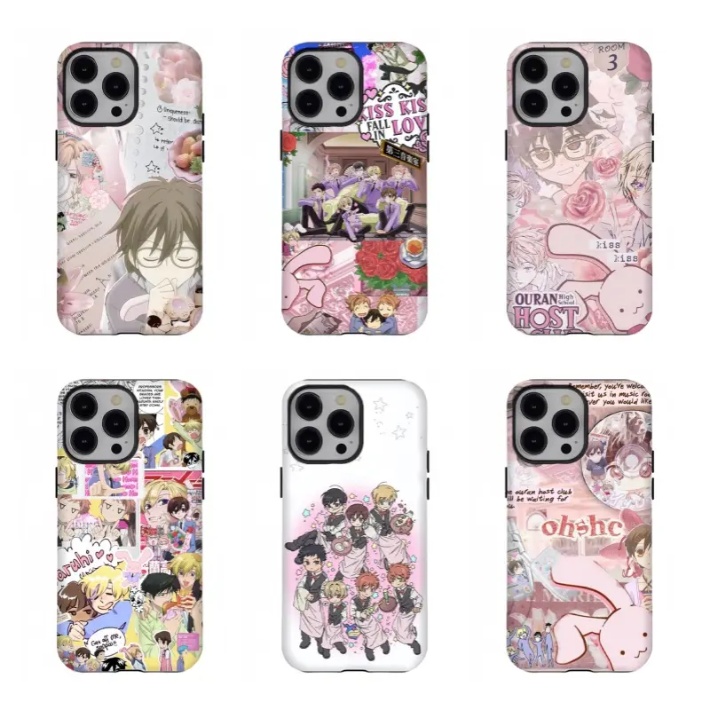 0-uran Hi-gh S-chool H-0st Club Collage Phone Case, OHSHC Kawaii Bunny Rose Anime Cover,for iPhone 17/16/15/14/13/12/11 ProMax Plus for Samsung phones,an excellent gift for friend or fans.