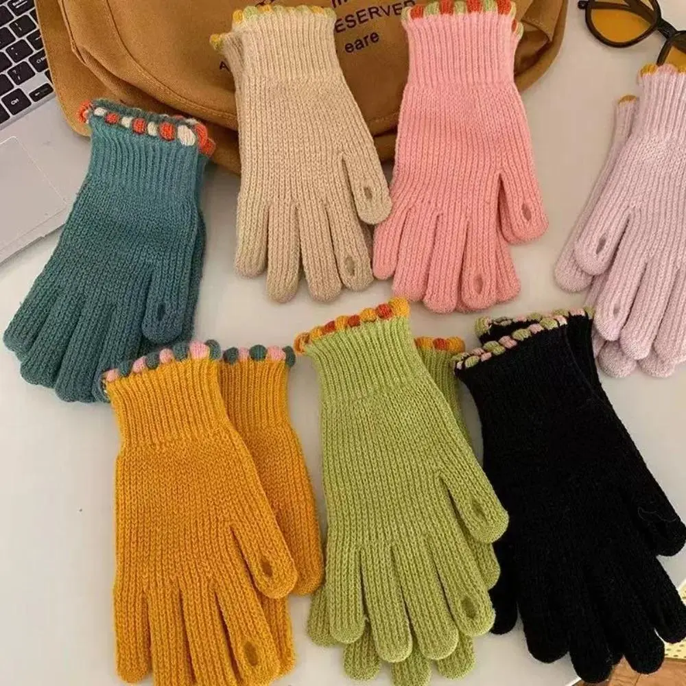 Women's Thick Knit Touchscreen Gloves - Fluffy Cuff, Solid Color, Unisex Wear, Touchscreen Safe, Cozy Plush Trim Texting Hand Warmers, Thermal Cold Weather Gear, Ideal for Daily Commute & Holiday Gift