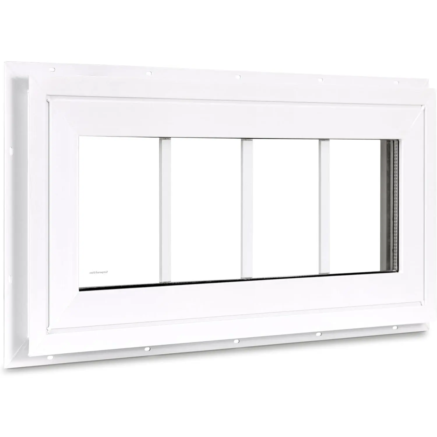 10" x 23" Vinyl Transom Window, White | Double Pane Household Fixed Window with Grids and Tempered Glass for House, Above doors, Garage, Hallways