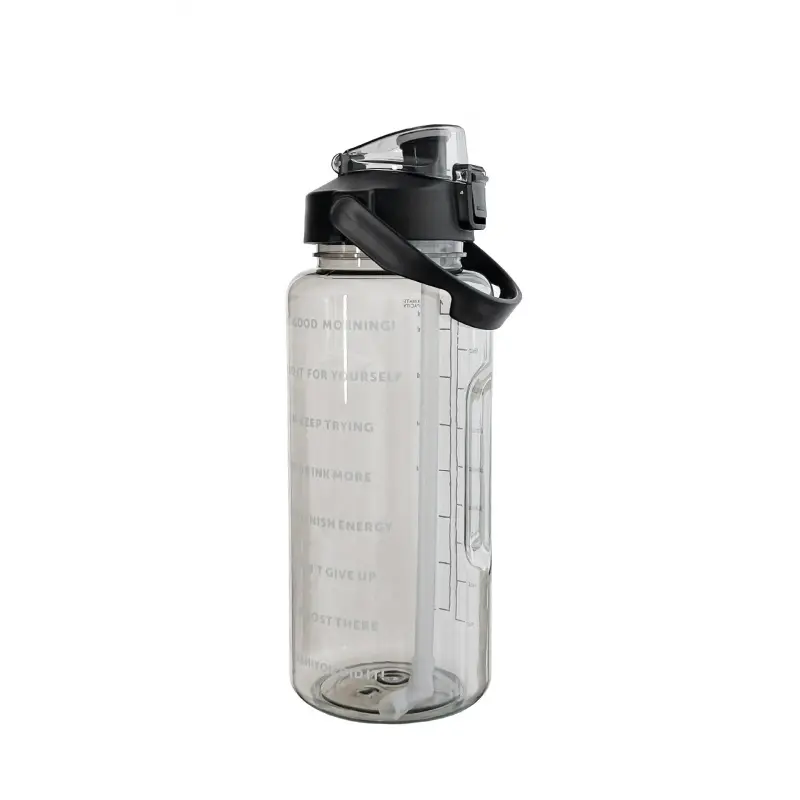 Large-capacity sports water bottle made of PC plastic with a straw, cold water cup, popular fitness water bottle, portable large-capacity water container