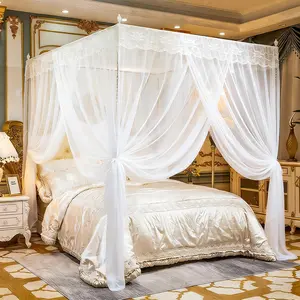 Large Net, Side Opening Bed Curtains, Bed Drapes Netting for Private Quiet Bedroom Decoration, L78xW70xH78 Inches for King Size Bed