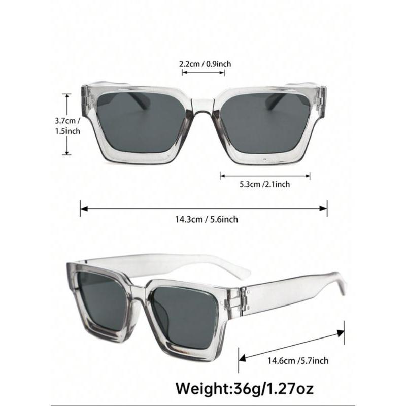 6-Pack Men's Rectangular Street Style Sunglasses – Classic Thick Frame Minimalist Design, Trendy Shades for Street Photography & Outdoor Casual Wear