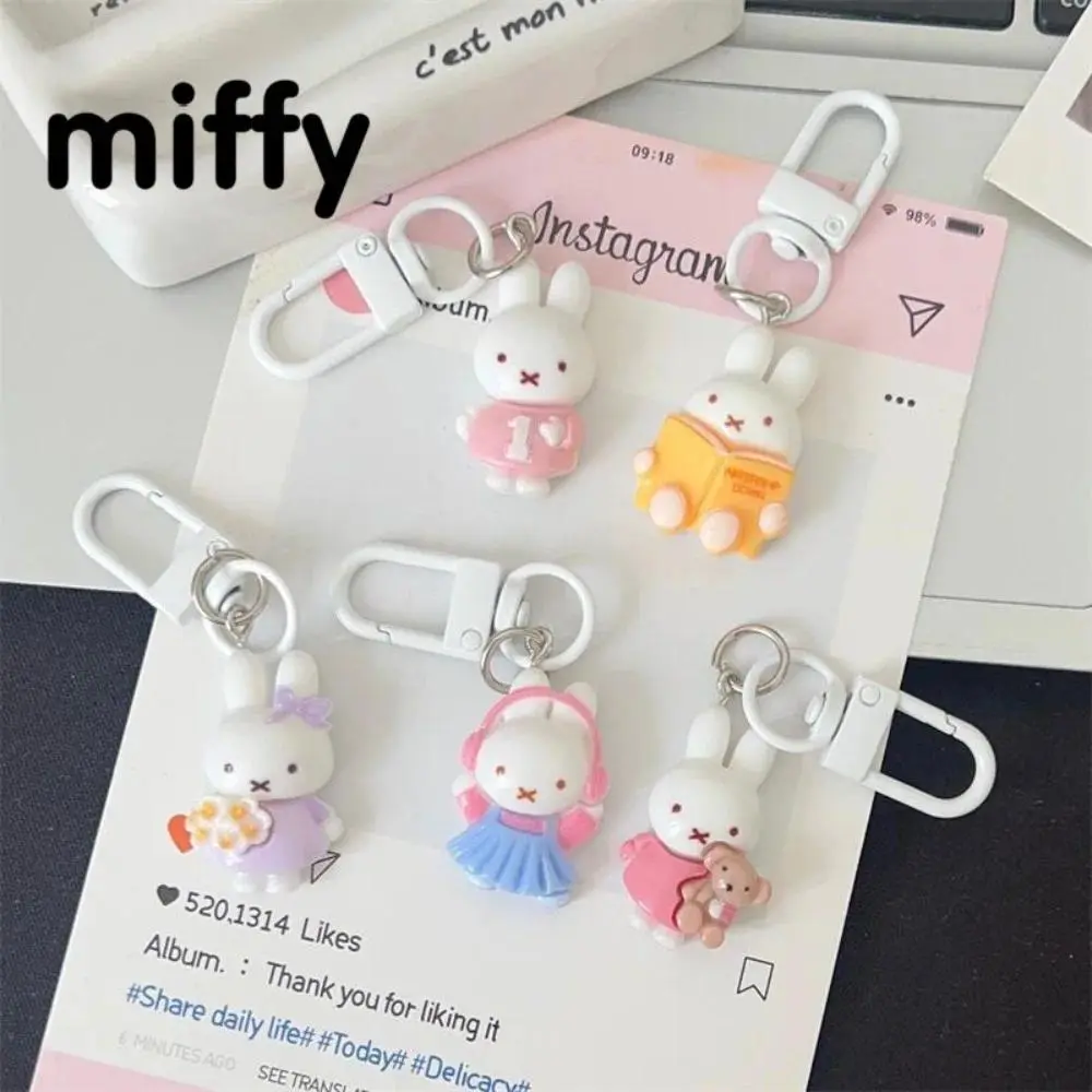 Cute Miffy Mini Doll Keychain Girls Backpack Accessories Cute Rabbit Fashion Pendant Girlfriend Gift