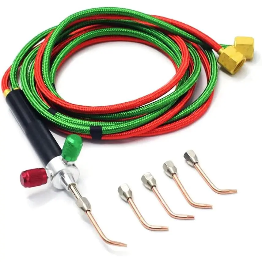 GJANSH Mini Oxygen Torch Kit, Micro Oxygen Acetylene/Butane Gas Welding Torch with 5pc Tips for Jewelry Repair