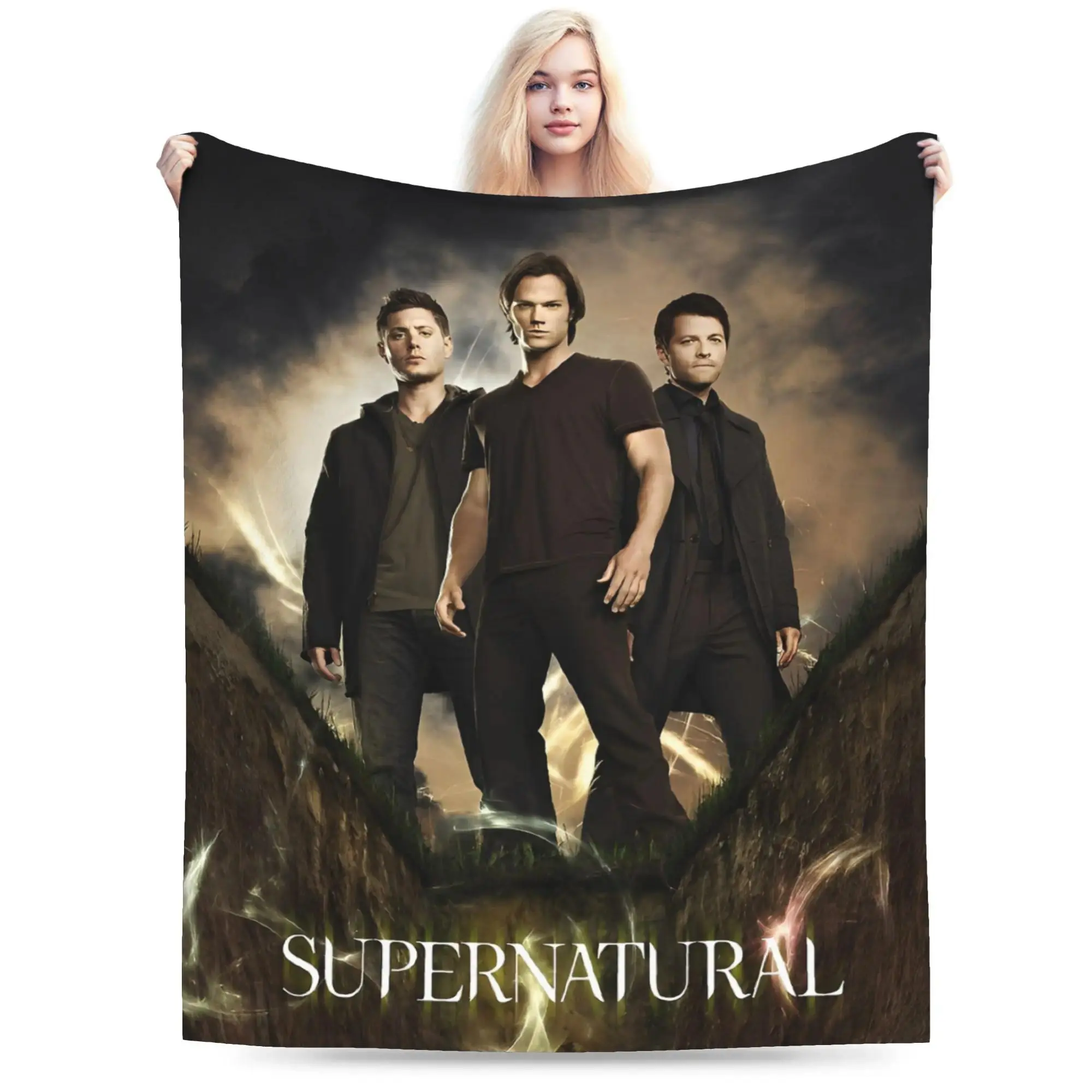 Supernatural Dean Winchester Soft Flannel Throw Blanket - Polyester Soft Fabric, Cozy Plush Cozy Wrap, Multi-Size for Sofa Bedroom Gift (Sports & Outdoor Camping & Hiking Sleeping Gear)