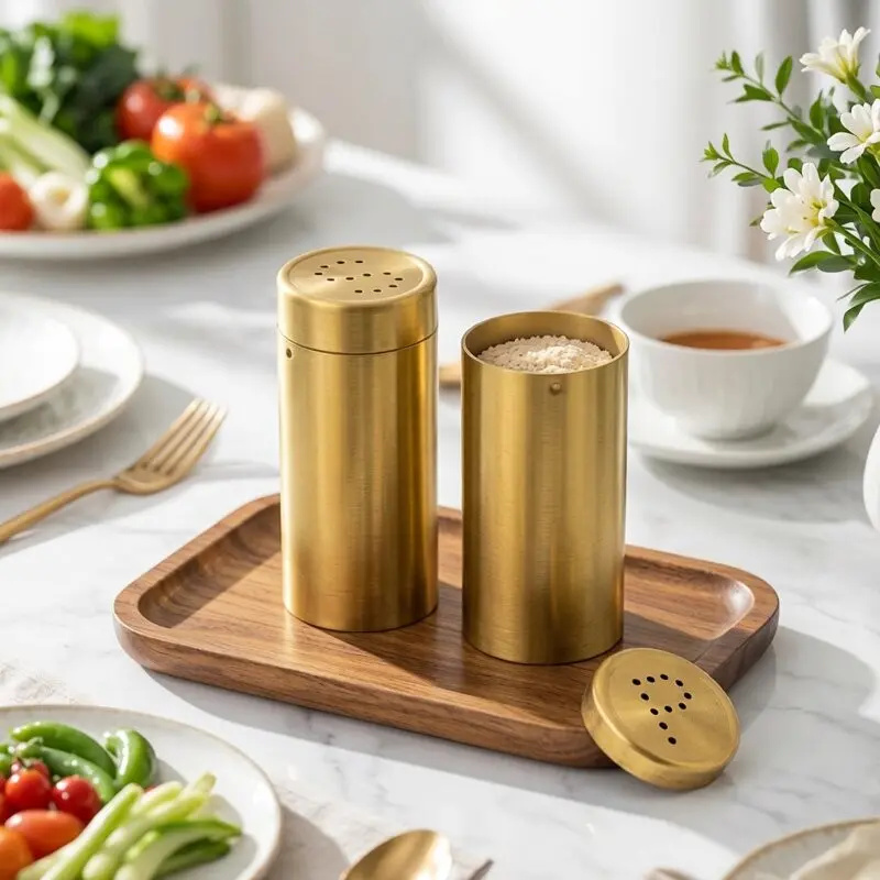 2-Pack Stainless Steel Spice Bottles, Spiral Cap Salt Pepper Dispenser, Seasoning Jars, Kitchen Cooking Tools, Spices Containers