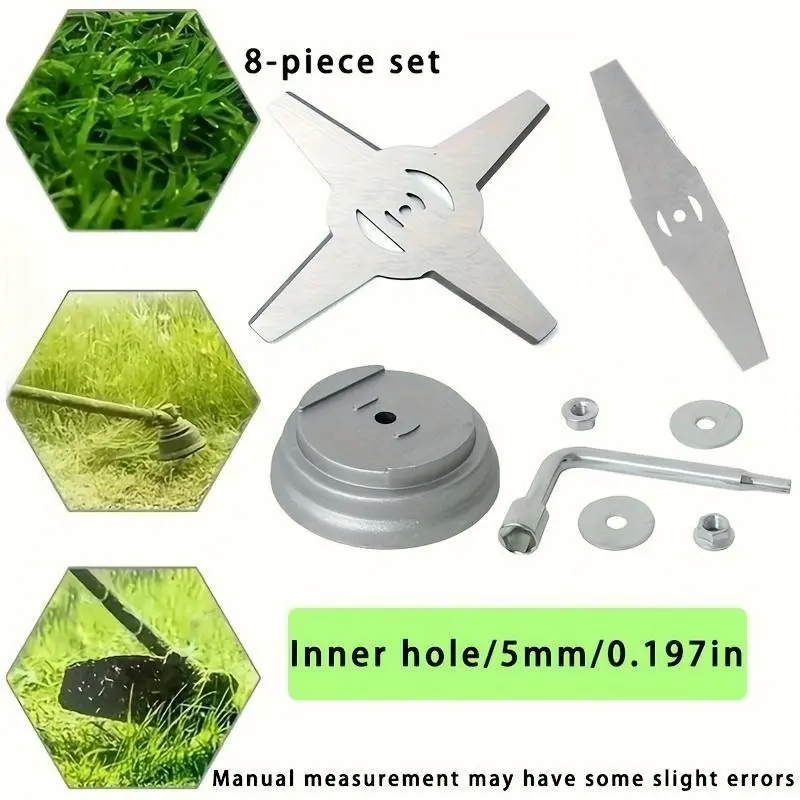 Metal Replacement Mower Blades 8 Pieces, Easy Install Fast Swap, High Efficiency Lawn Trimmer, DIY Yard Landscaping Tool