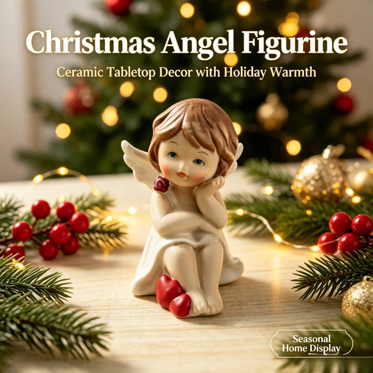 Adorable Cheek‑resting Ceramic Cherub Angel Bust Figurine, Glossy Glazed Porcelain Angel Statue, Vintage Christmas Mantel Shelf Tabletop Home Decor, Cozy Winter Holiday Desktop Centerpiece, Ideal Xmas Gift, Thanksgiving New Year Housewarming Present, Aest