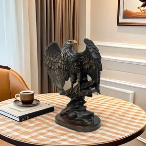 Resin Eagle Statue Ornament, Spread Wings Design, Sculpture Desk Decor, Home Living Room Study Art Display, Inspirational Symbol Gift