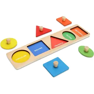 Montessori First Jumbo Knob Wooden Shape Puzzles for Toddlers,Montessori Multiple Peg Shapes Puzzle Sorter Board for Baby Kids Boy Girl,Preschool Learning Peg Puzzle Board Toysfidget toys