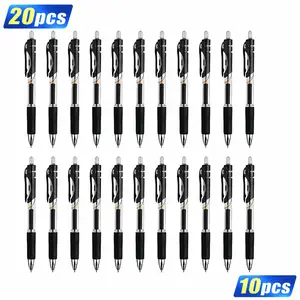 10/20 Pack Push-Button Neutral Pens, 0.5mm Fine Tip, Ink, Smooth Writing Ballpoint Pens, Ideal for Diaries, School, Office Supplies, Back-To-School Essentials