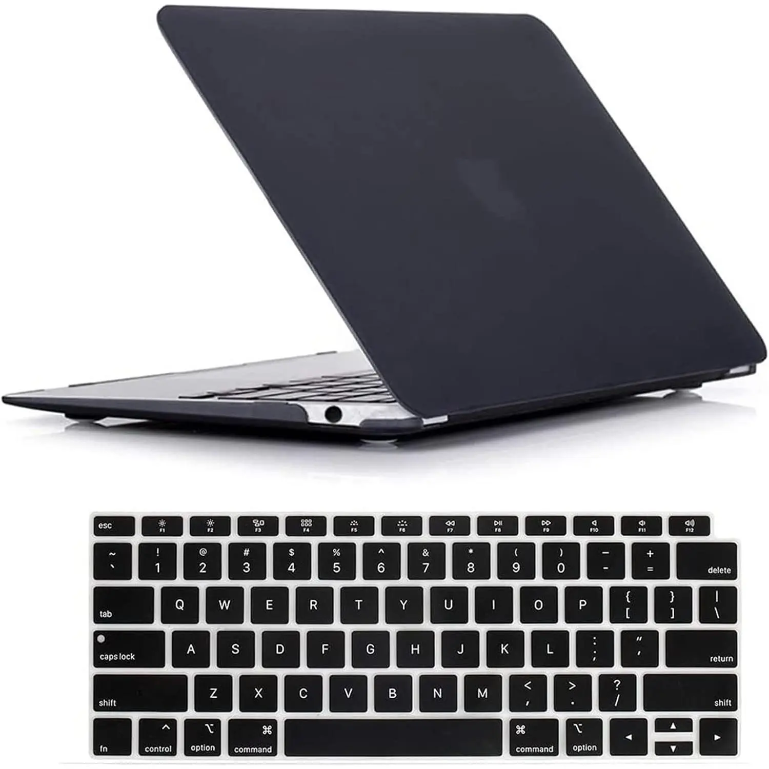 Protective Snap-On Hard Shell & Keyboard Cover for MacBook Air 13in (2022, 2021-2018 Releases: A2337 M1, A2179, A1932) - Touch Bar Version (Black)