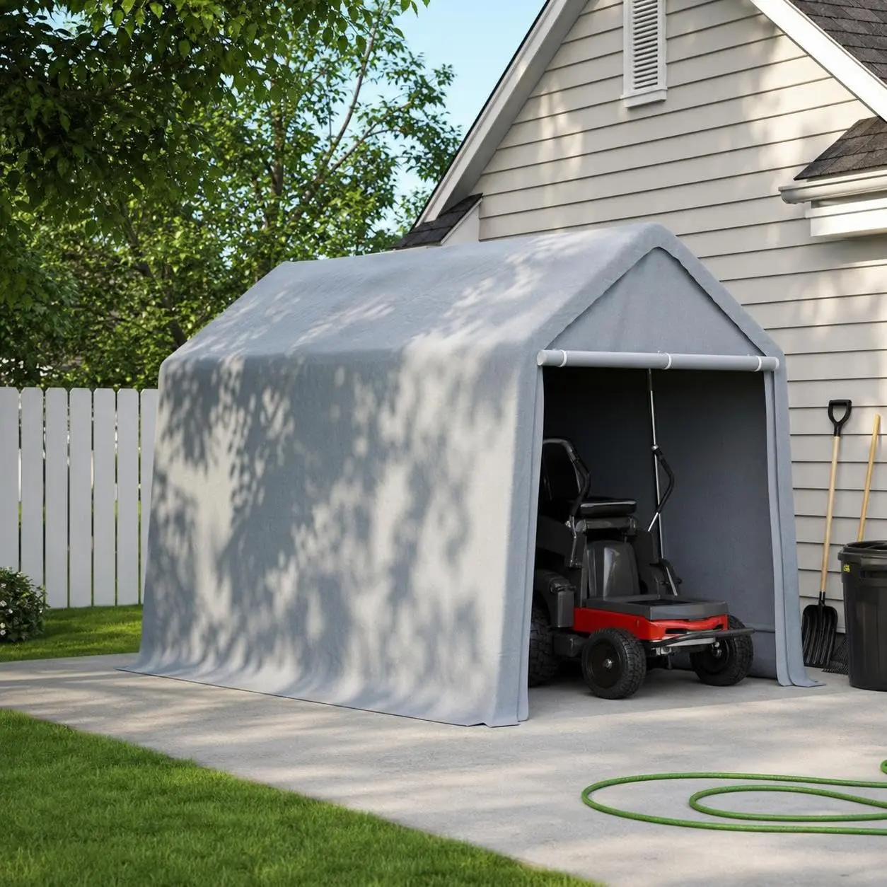 Garvee 13x20 ft Heavy Duty Carport Canopy with Roll-Up Zippered Door, Heavy-Duty Waterproof and UV-Resistant, Portable Garage for Storing Car Motorcycles, Bicycles, Lawn Mower, Tools,