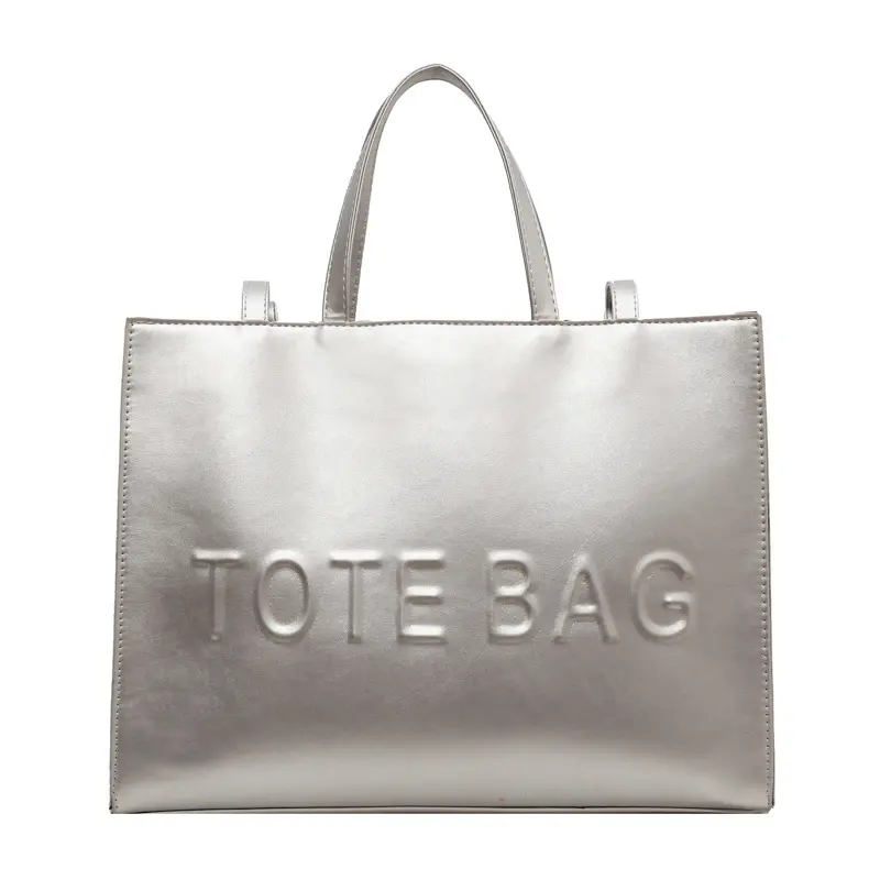 Simple Mirror Letter Tote Bag - Women's Large Capacity Bag New Versatile Single Shoulder Crossbody Bag