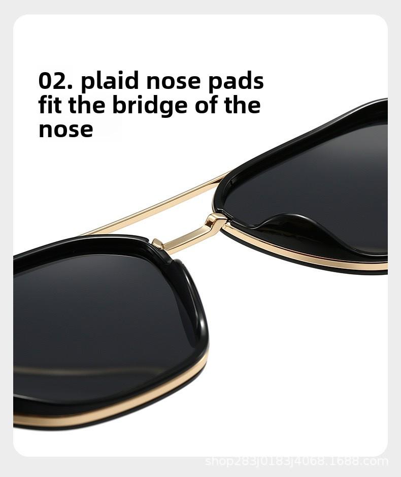 Classic Geometric Double Beam Sunglasses for Women Men Polarized Retro Tattoo Sunglasses for Travel Driving&Anti-Glare Eye Protection