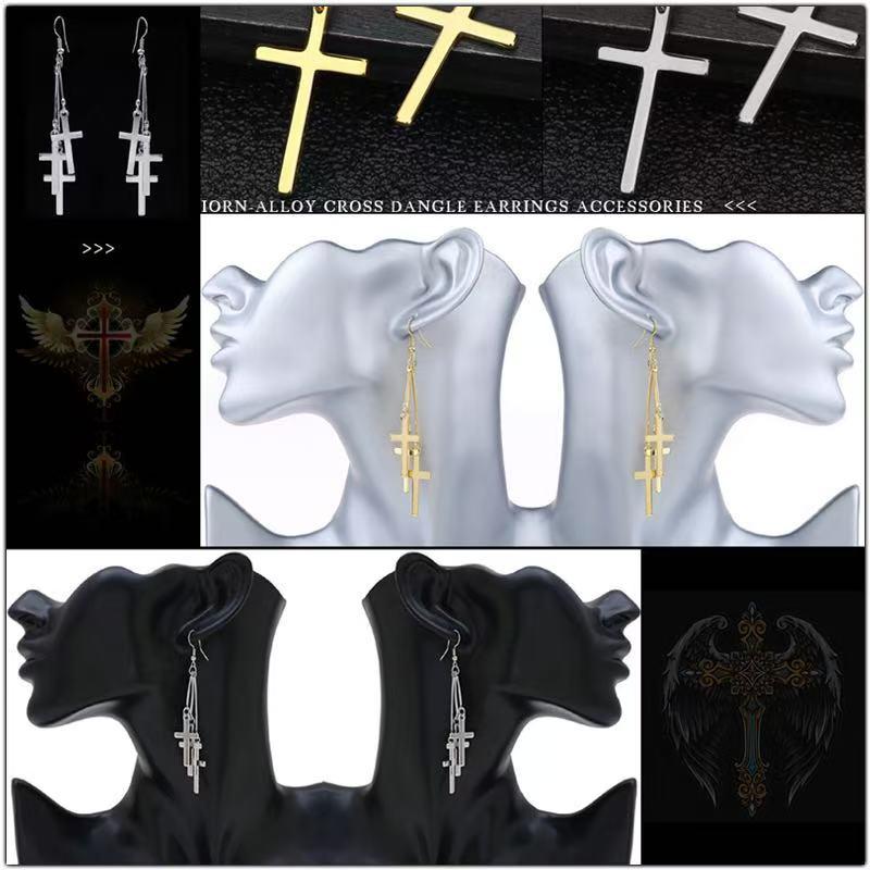 Multiple Cross Stud Pendants Set | Trendy Minimalist Design | Chic Versatile Unique Accessories | Perfect BFF Gift & Ideal Valentine's Day Gift for Her