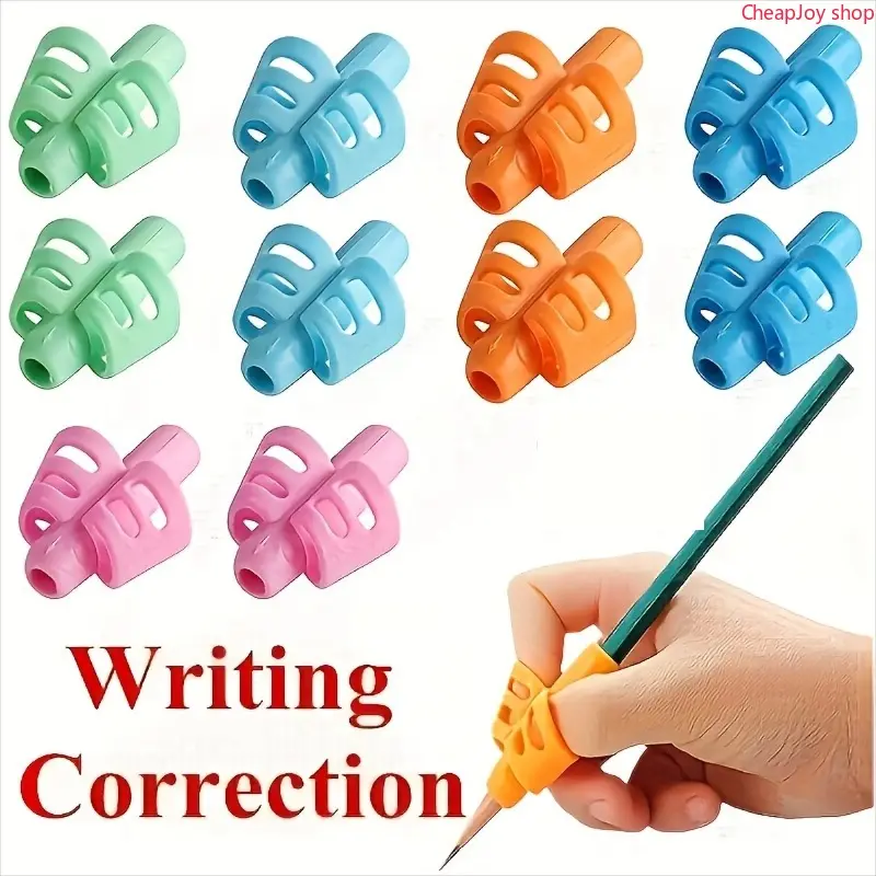 4-Pack Ergonomic Pencil Grip Set, Handwriting Posture Corrector Training Tool, Colorful Writing Aid for Kids & Adults, Left & Right Hand Compatible, Universal Grip for Pencils, Pens & Art Brushes, Ideal for School, Office & Learning Practice