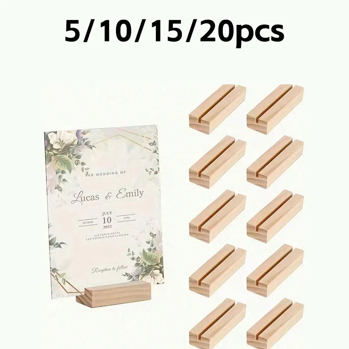 Wooden Sign Holder Stand, Table Number Card Base, Business Card Display Rack, Ideal for Weddings, Parties, Hotels, New Year Celebrations
