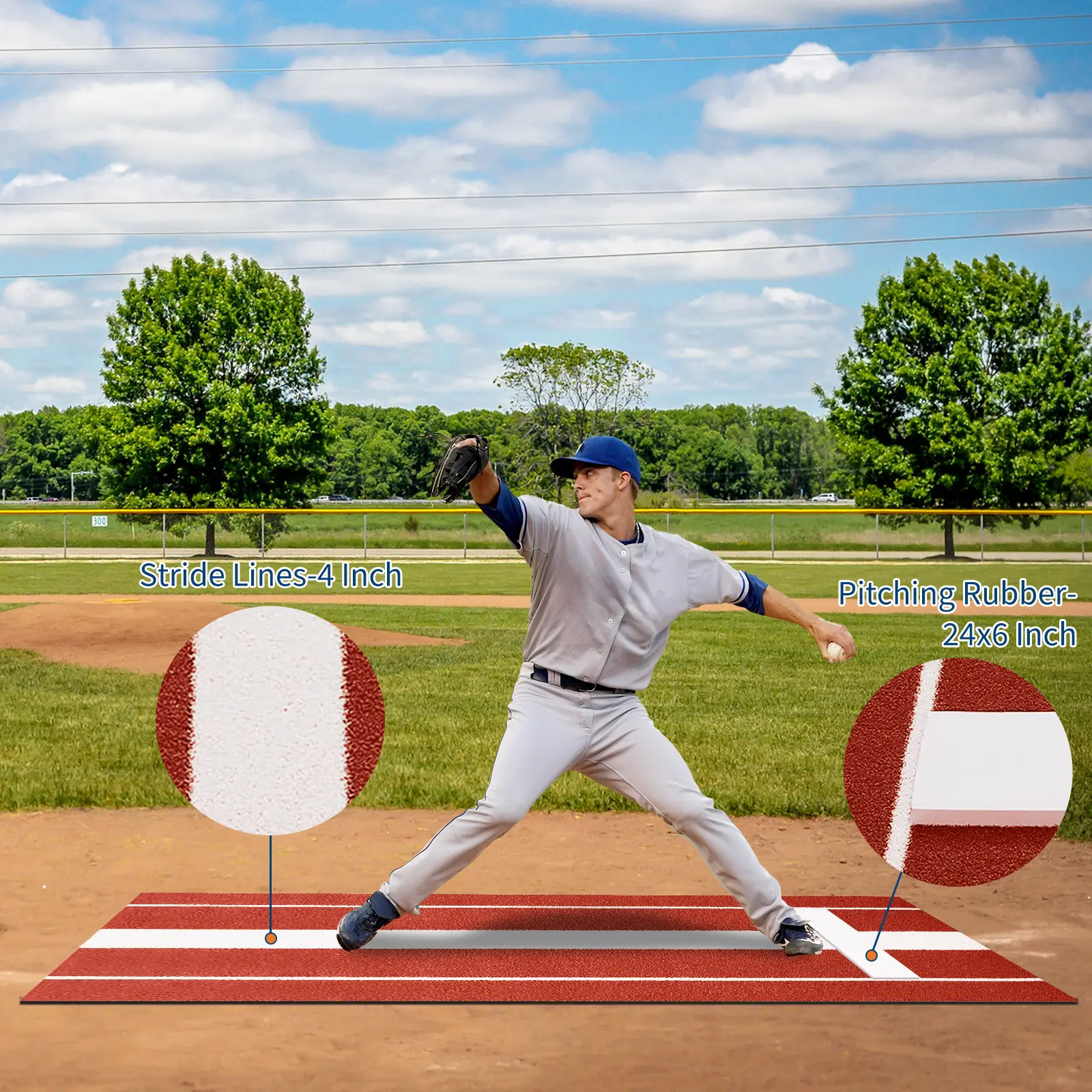 10 x 3 Ft Fastpitch Softball Pitching Turf Mat, All‑Weather UV‑Stabilized Pitcher Mound with Built‑in Pitching Rubber, Heavy‑Duty Non‑Slip Base for Indoor & Outdoor Training, Youth & Adult Softball Practice