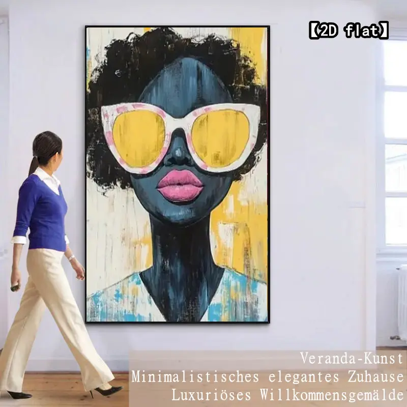 【2D flat】Abstract Art Portrait, 1 piece of 2D flat canvas painting, suitable for living room, office, bedroom decoration, perfect room decoration - cafe decoration - birthday, Halloween, Christmas gifts