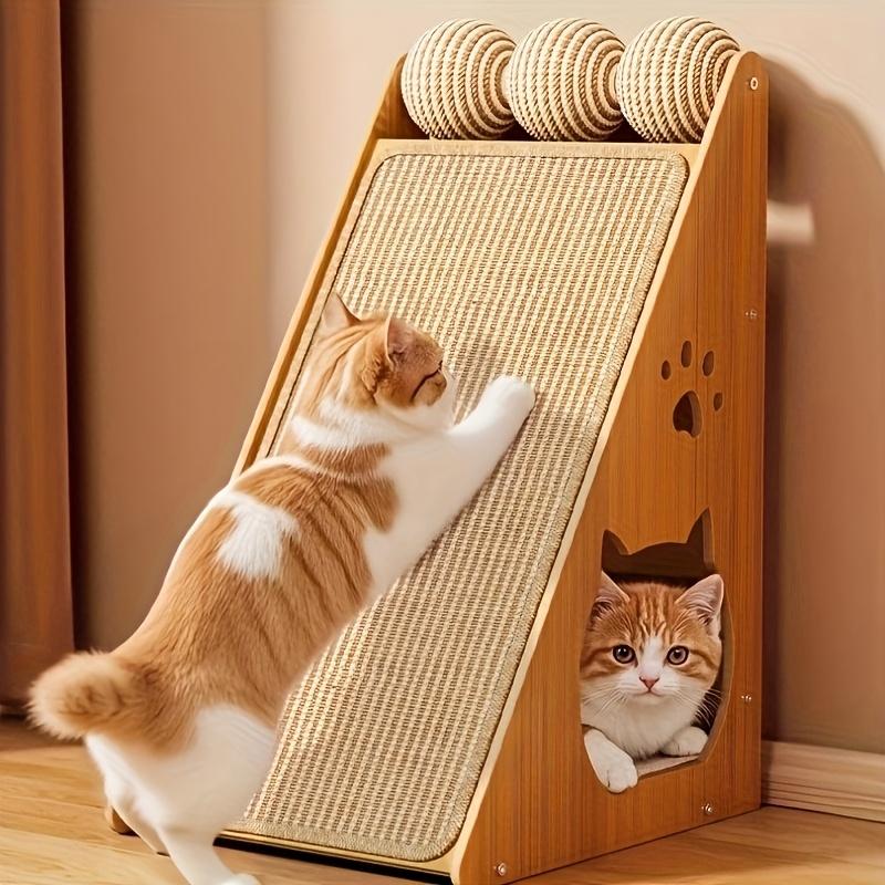1pc Sisal Cat Scratching Mat Pad, Natural Sisal Scratcher - with Reusable Fastener Strips, No Residue, Durable Natural Sisal Fiber Surface - Perfect Gift for Cat Lovers, Home, Sofa & Corner Protector, Cat Scratch Deterrent with Hook & Loop Tape