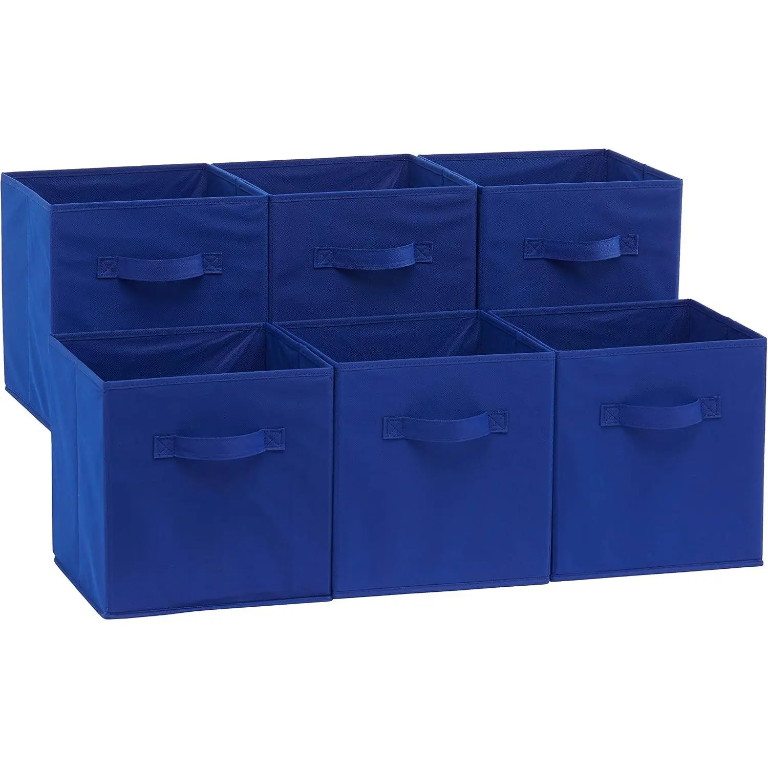 Collapsible Fabric Storage Bins with Handles, Cube Organizer for Home Organization, 10.5"x10.5"x11", Navy, 6-Pack
