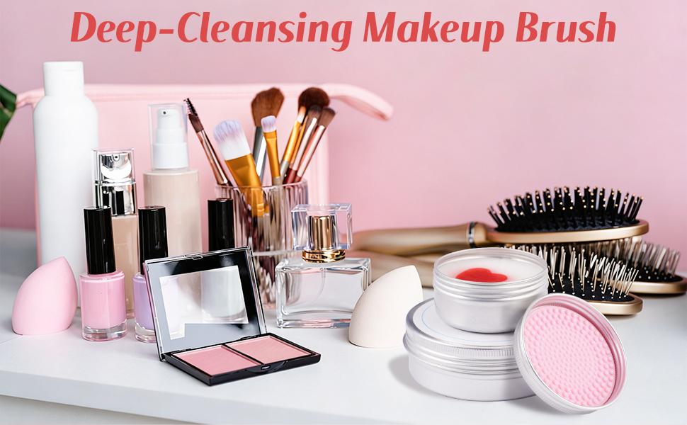 Makeup Brush Cleaner Soap with Silicone Mat, Deeply Cleans Waterproof Makeup for Synthetic & Natural Brushes & Sponges – Vegan, Cruelty-Free & Easy-Rinse, Peach-Oolong Scent (1.77oz)