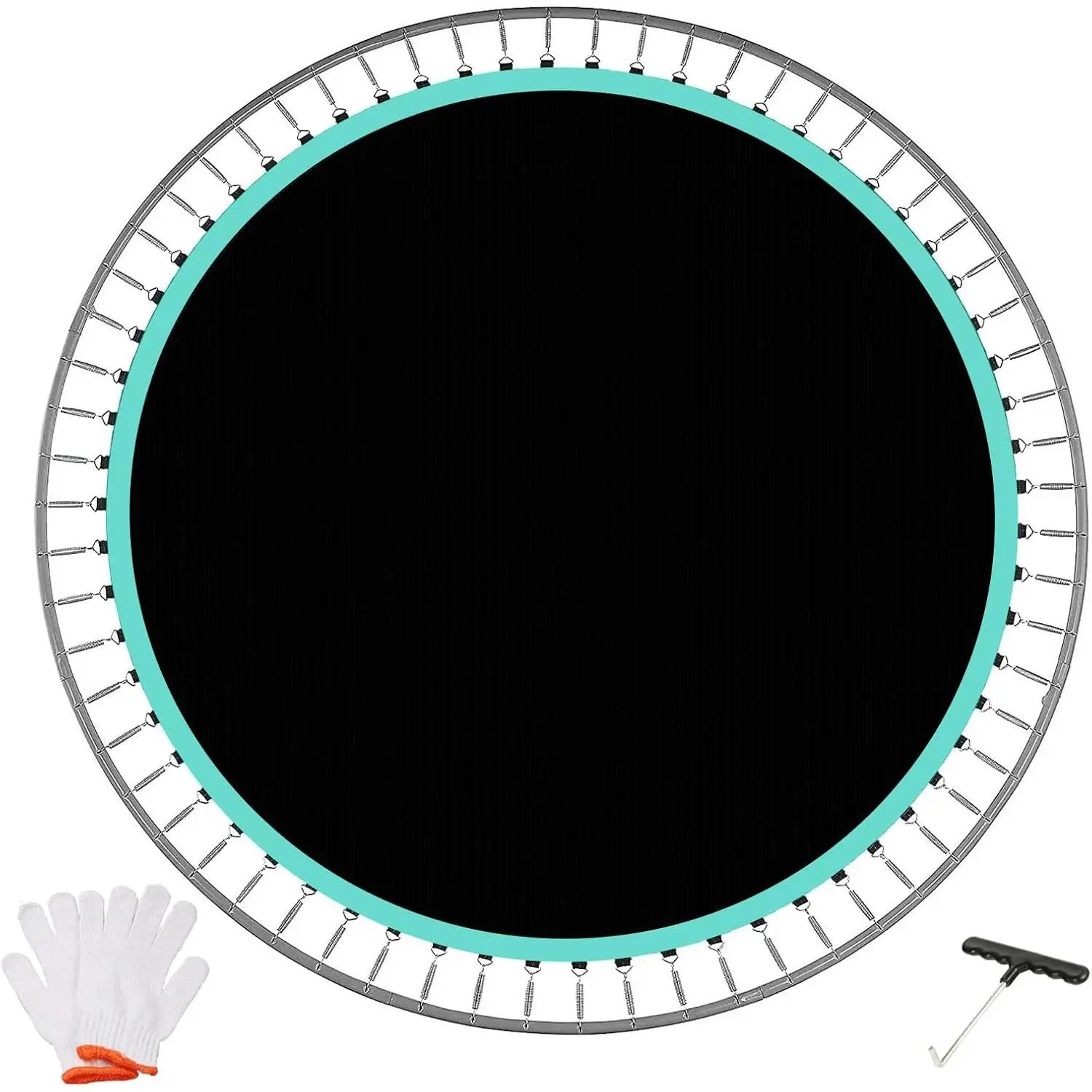 Trampoline Replacement Mat for 12 ft Round Frames with 72 V-Rings, Durable UV-Resistant PP Jumping Surface for Safer Family Fun, Fits 5.3"-5.7" Springs, Easy Install with Free Tool