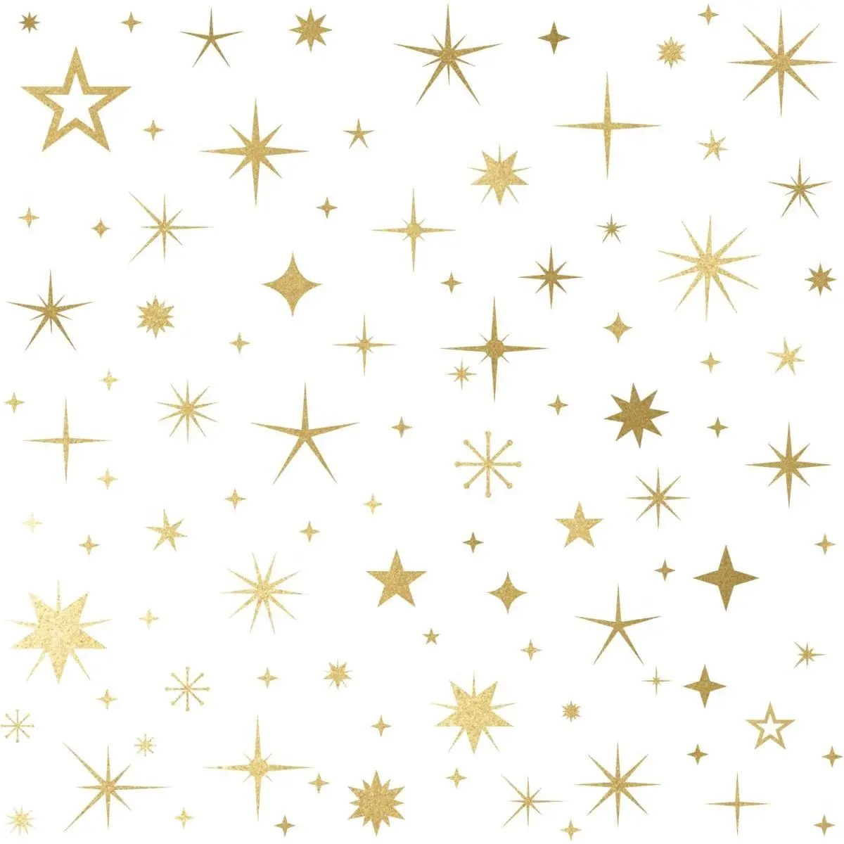Sparkle Star Decals (147 Count) - Gold Star Decals for Bedroom, Removable Peel and Stick, Vintage Gold