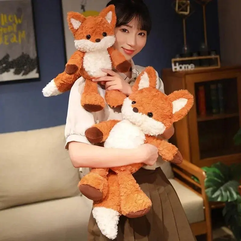 Cute Fluffy Fox Plush Toy Soft Cartoon Orange Foxes Stuffed Doll Baby Appease Children toys