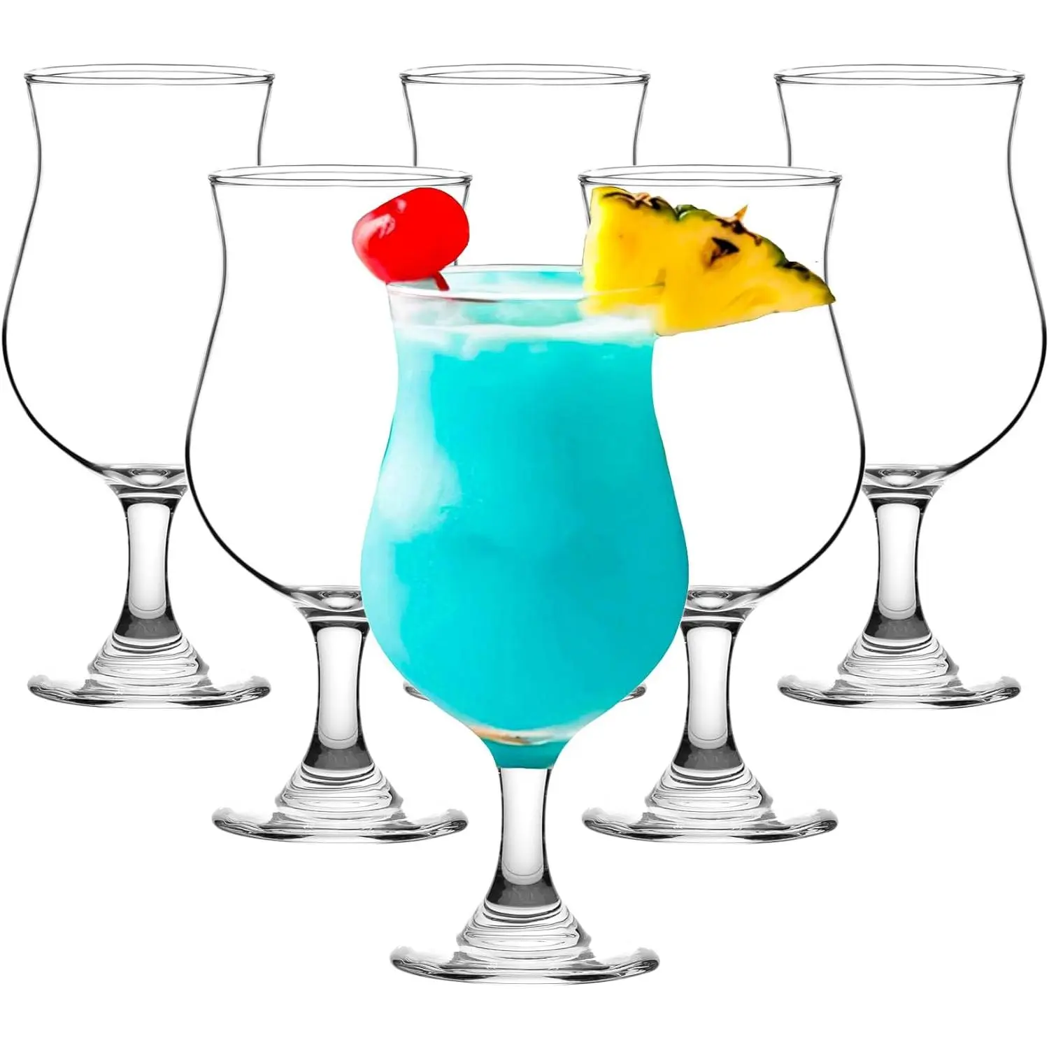 Set of 6 13 Oz Tall Cocktail Glasses for Milkshake Mojito Margarita Sangria Pina Colada Stemmed Coupe Glassware 395 Ml