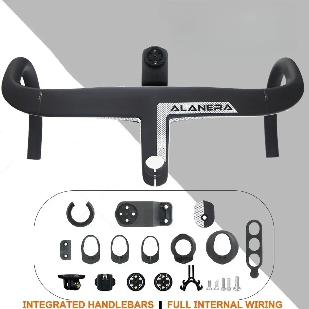 DEDA  ALAENRA Carbon Road 360-440mm Full Internal Wiring Integrated Handlebar 28.6mm Carbon Handlebars with Bike Comput Holder Racing Replacement