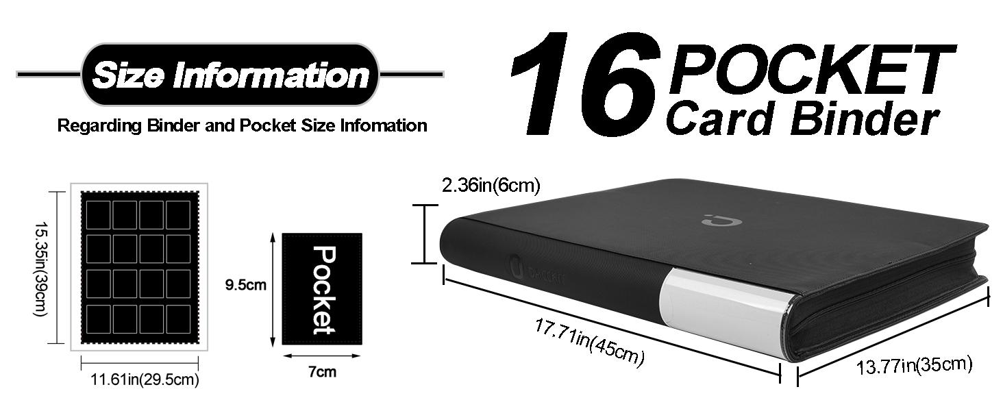 SUNDAY MIRTH Card Binder 16 Pocket - Fits 1024 Cards,4X4 Ringless Card Album with Sleeves for Trading Cards & Sports Cards(Model A,Classic Black)