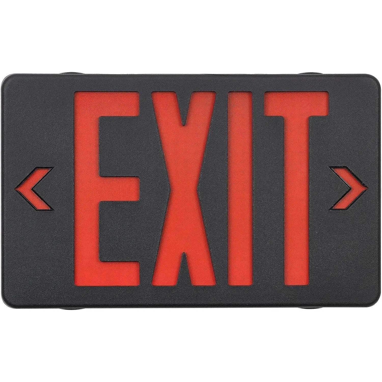 Red Exit Sign with Black Housing, LED Emergency Exit Light with Battery Backup, UL Listed, AC 120/277V, Exit Signs with Emergency Lights, Commercial Emergency Lights for Business - 1 Pack