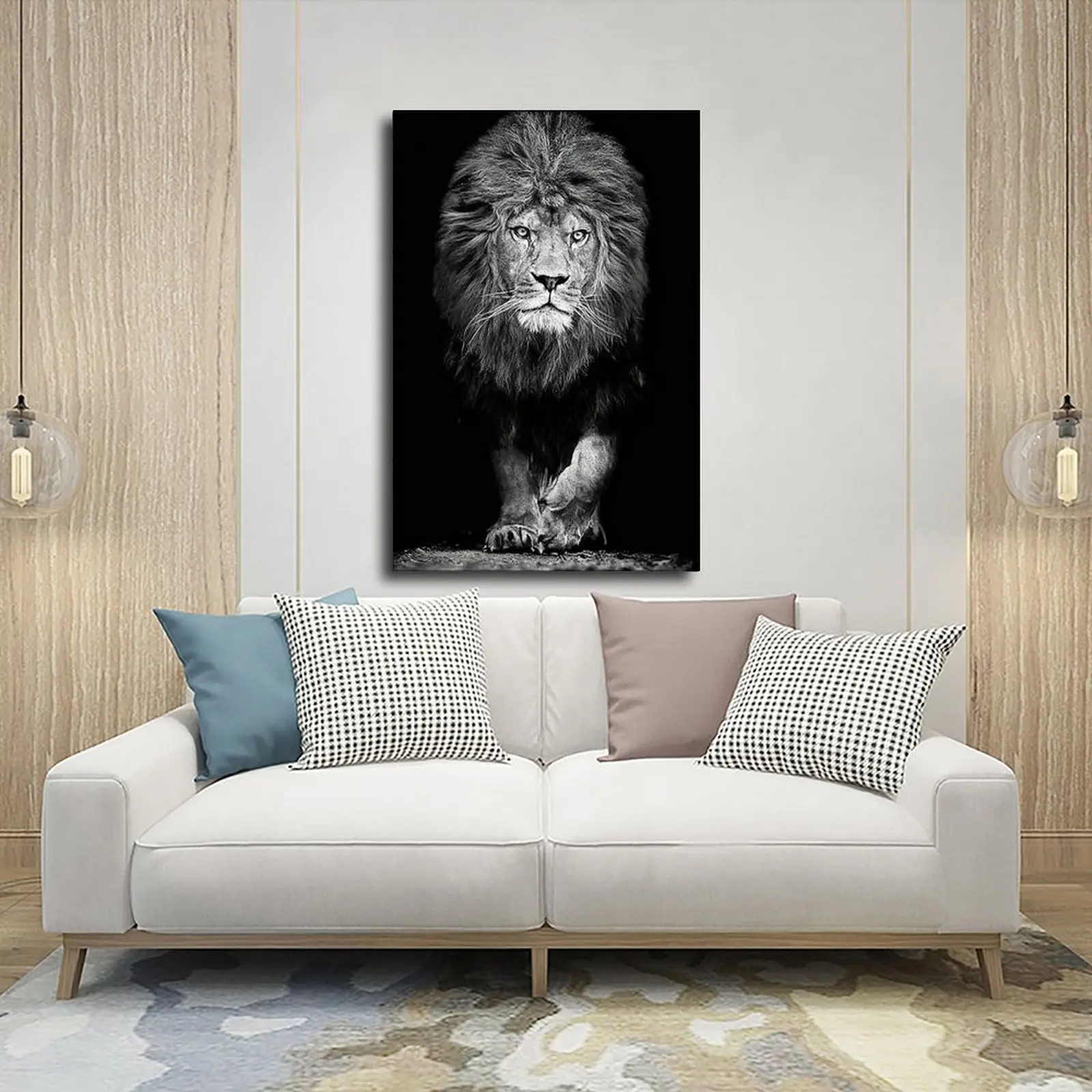 Charming black and white lion animal wall art: Canvas posters and prints with an animal theme, unframed posters, suitable for bedroom decoration and as wall art decorative posters. Kitchen Box, Water Proof, Artistic