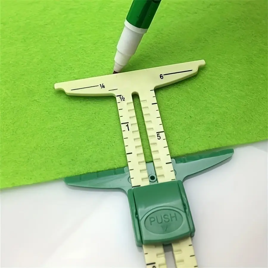 Plastic 5-In-1 Patchwork Ruler, Sliding Triangle Ruler Tool, Portable Measuring Tool, Tailor's Ruler, Sewing Edge-Setting Ruler, Drawing Tool with 5 Measurement Scales, Sewing Tools