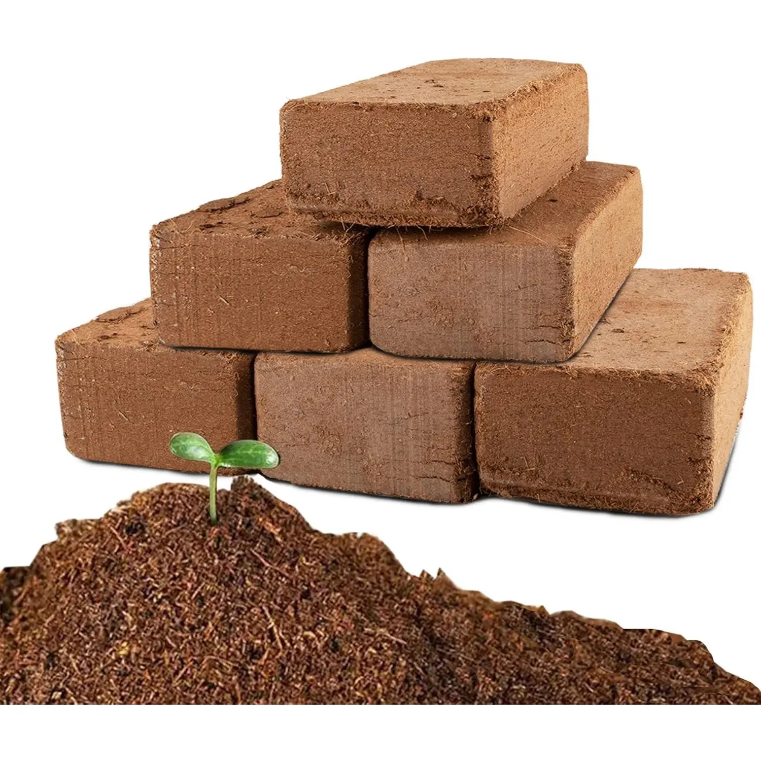 6-Pack Premium Organic Coco Coir Bricks - 100% Natural Coconut Husk Fiber, Brick Pack for Planting, Gardening Potting Soil Plant Substrate, Outdoor Garden Decor