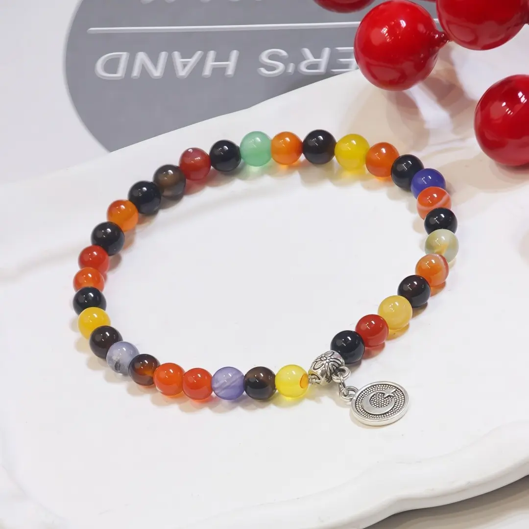 Agate Bead Bracelet, 6 Pieces 33 Beads Prayer Mala, Handmade Agate Jewelry, Spiritual Accessory, Perfect Gift for Meditation Enthusiasts