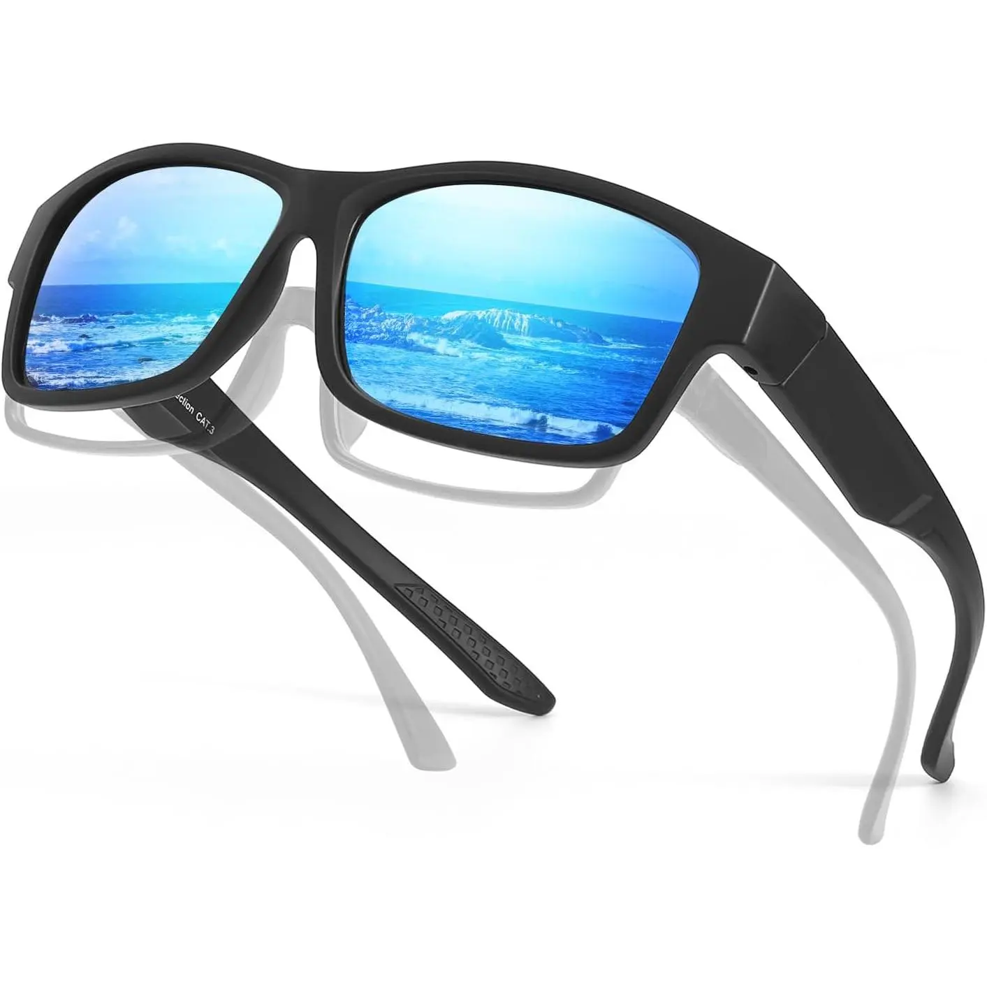 Trendy Square Polarized Sunglasses to Wear Over Prescription Glasses for Men, HD Visual Clarity, Full UV Protection for Daily Use