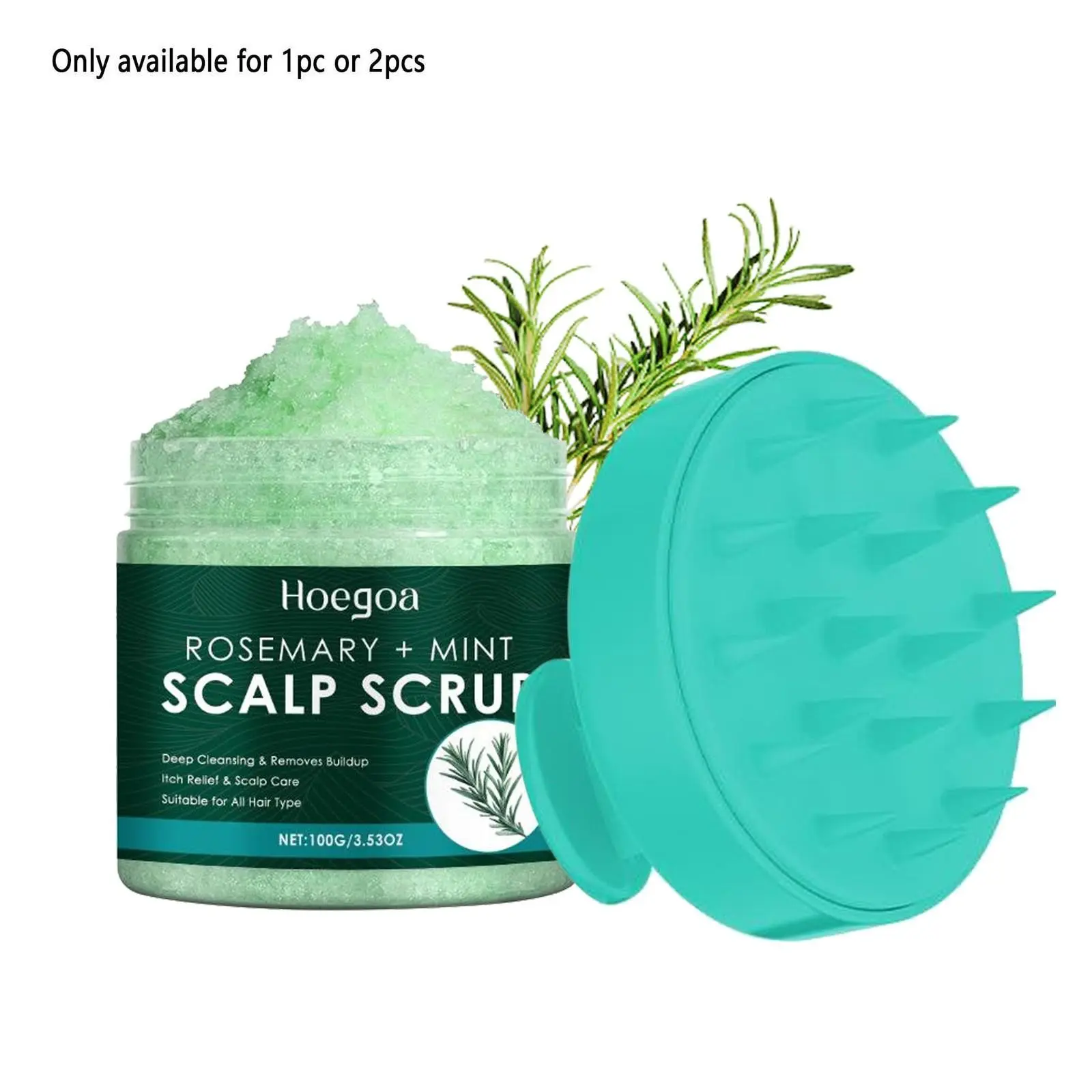 2 in 1 Rosemary Scalp Scrub & Massage Comb, 2pcs/set Oil Control Scalp Exfoliating Cleanser	Cleansing Scrub & Comb, Moisturizing Hair Care Product for Women & Men
