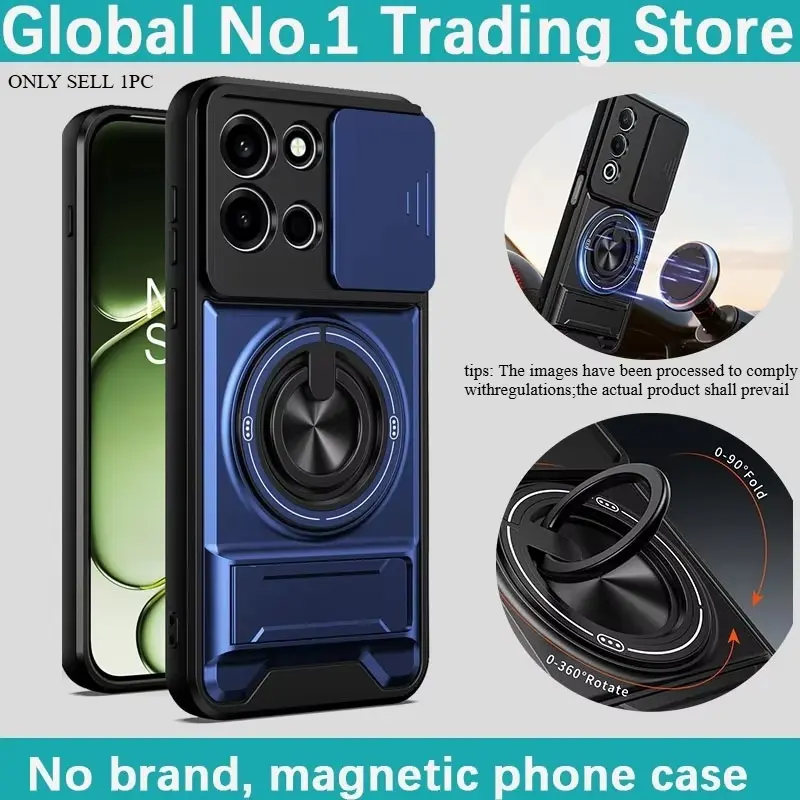 For OnePlus Nord 6 5G 360 degree rotating ring Magnetic Stand Slide Camera Protector Shockproof Armor Magsafe Phone Cover