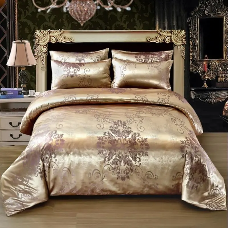 Elegant Solid Color Satin Jacquard Bedding Set, 1 Count Duvet Cover & Pillowcase without Filler, Soft Bedding Set for Home Bedroom, Comfy Bed Sets