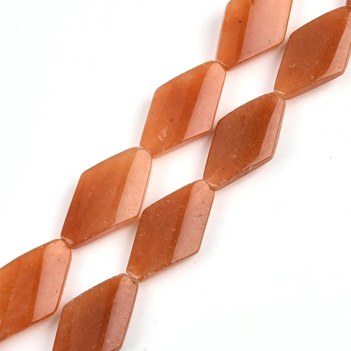 16mm Red Aventurine Jade Rhombus Twist Semi-Precious Beads, 14-Count 15.5in Strand for Jewelry Making