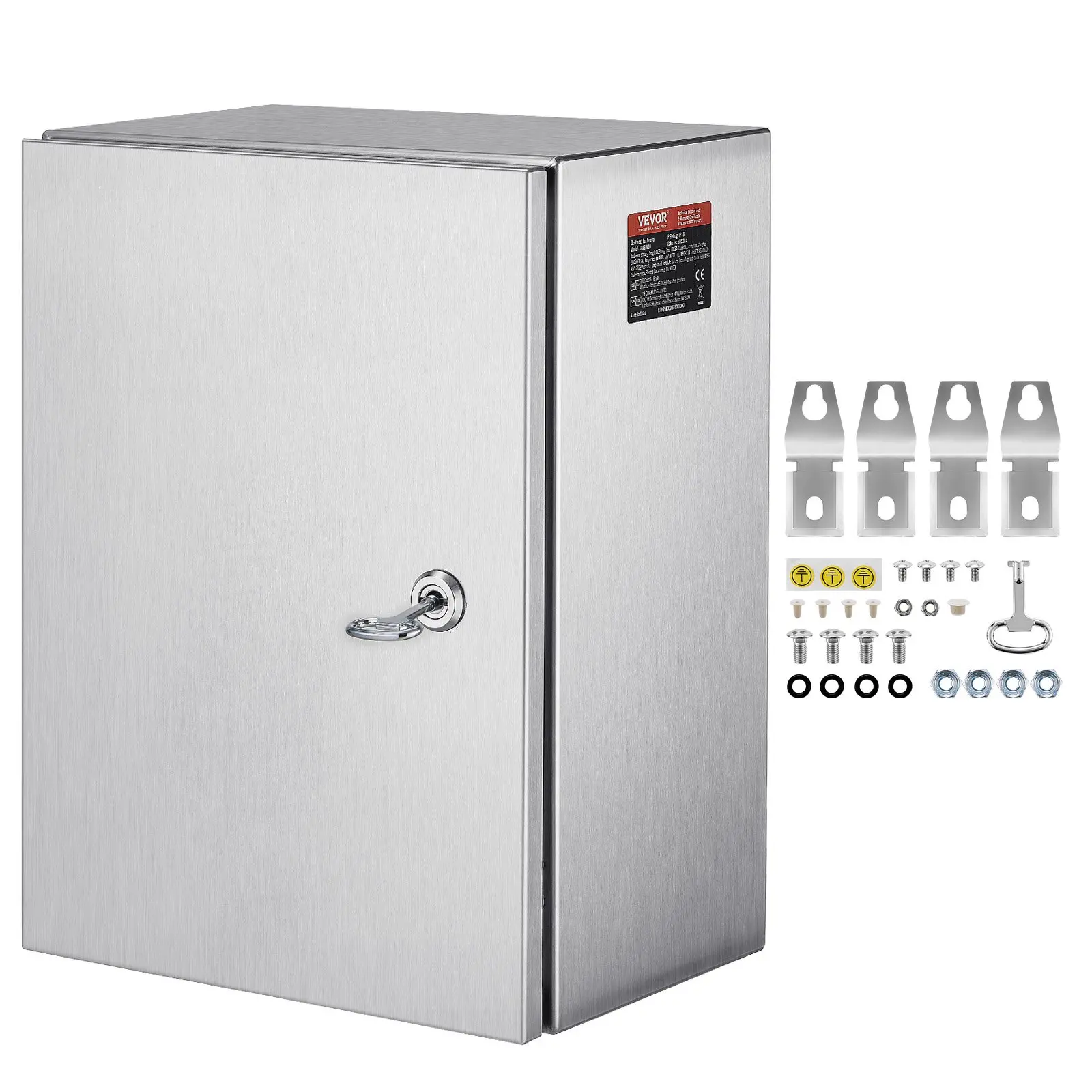 【Summerfinds】VEVOR Rectangular Stainless Steel Electrical Enclosure, 16x12x8 in NEMA 4X Steel Box with Mounting Plate, IP66 Rated Waterproof Dustproof Indoor/Outdoor Junction Box