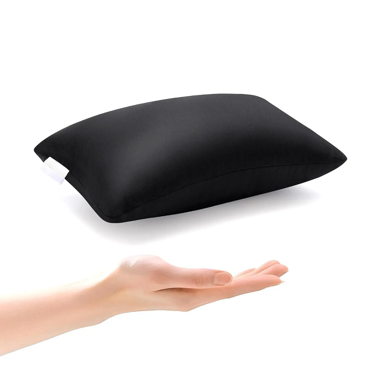 Small Pillow 11"x7"x2.5" for Camping and Traveling with Name Tag Mini  Pillow for  Sleeping and Chair  Air Nap    Rest Pillows, Black