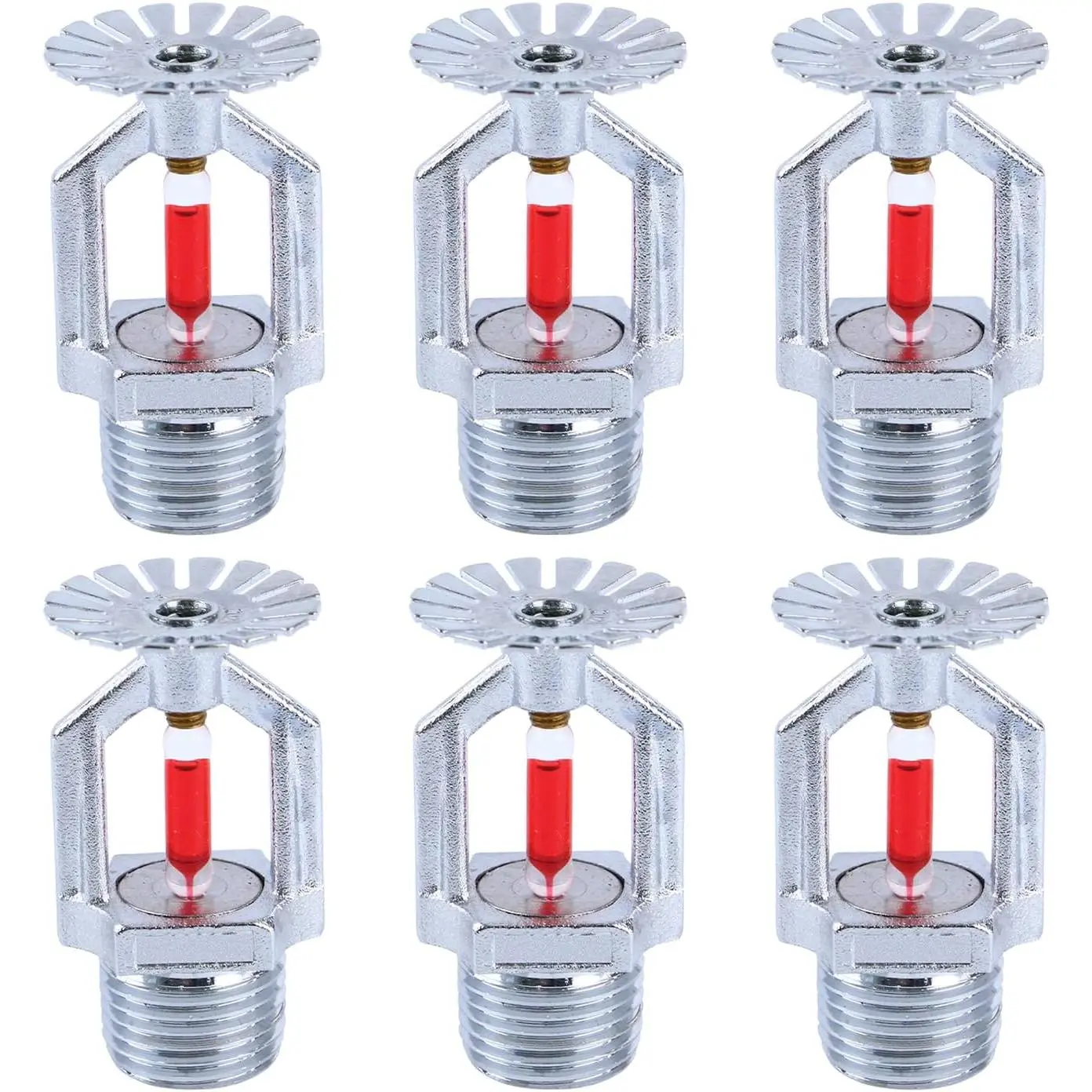 6 count Fire Sprinkler , 1/2” NPT 155℉(68°C) Pendent Type  | Quick Response Automatic Fire Sprinkler System for , Residntial, Factory, Commericial, Warehouse Building(Copper Chrome)