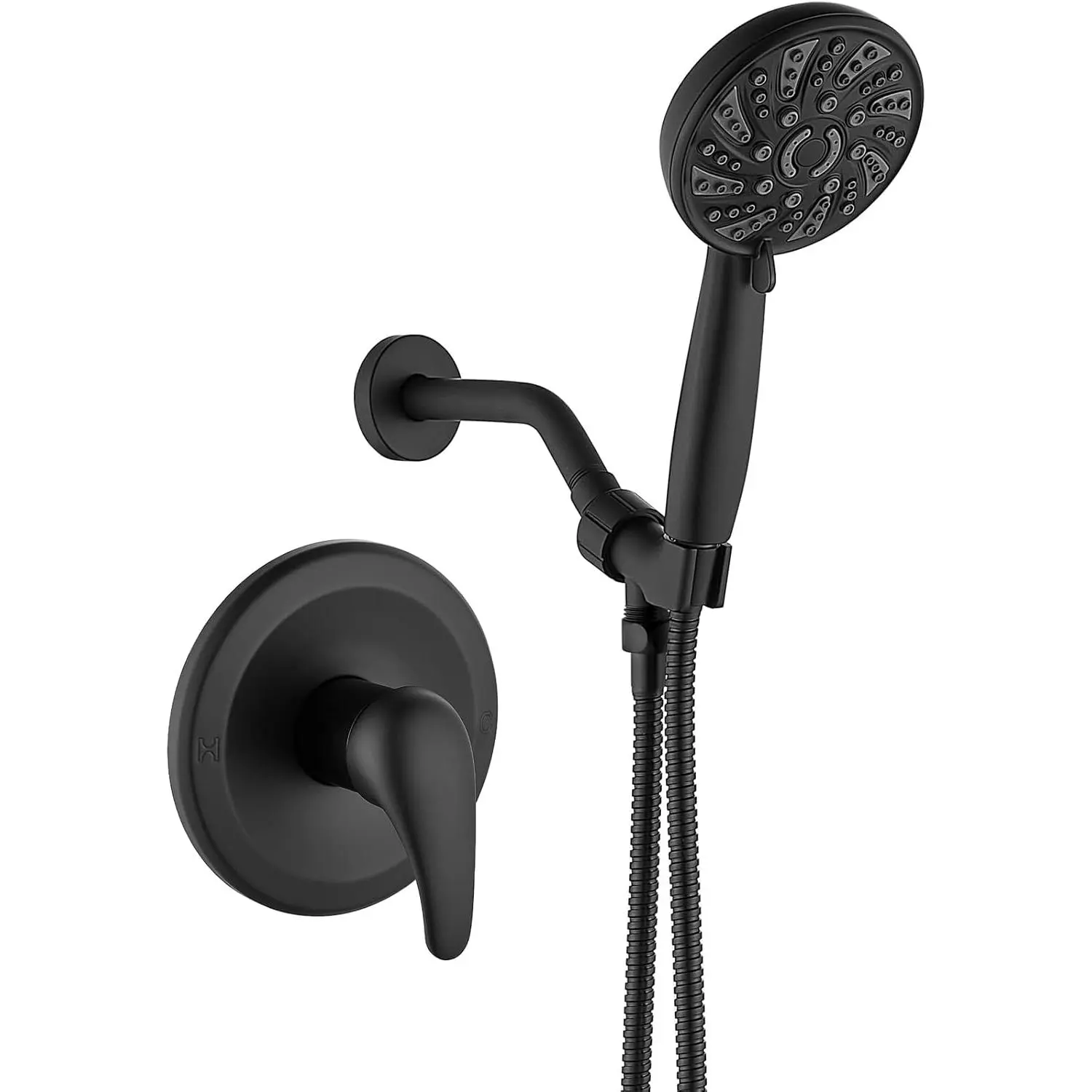 Single-Handle Shower Faucet Set Shower Kit with Valve Shower  and Handle Set Shower Trim Kit with 6 Modes ABS Handheld Shower Fixtures Shower Valve and Trim Kit Matte Black