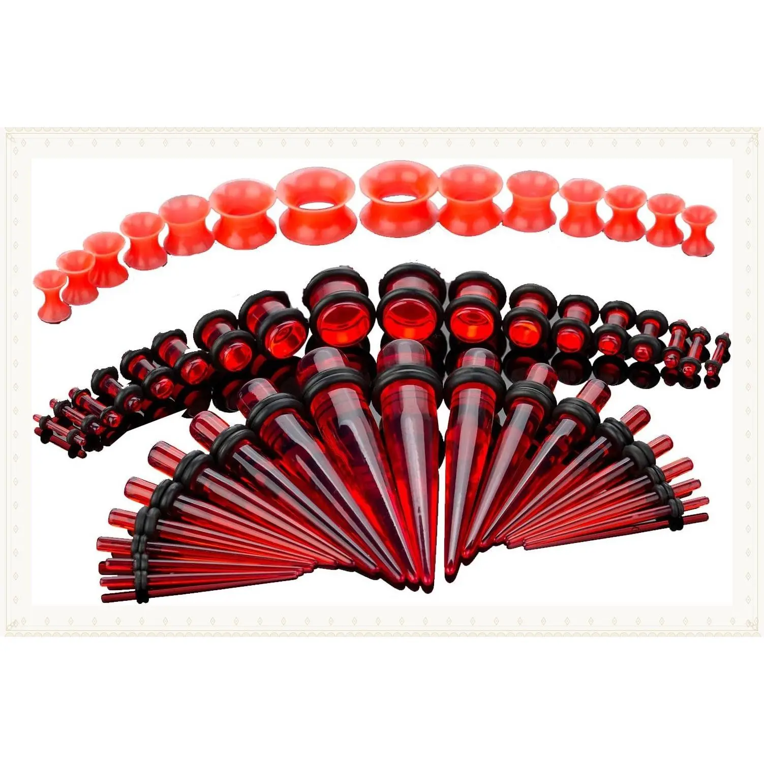50-Piece Ear Gauge Stretching Kit, 14G-00G | Acrylic Tapers, Plugs & Soft Silicone Tunnels, Body Piercing Jewelry for Women & MenGift